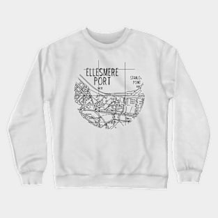 Ellesmere Port Map (B&W) Crewneck Sweatshirt